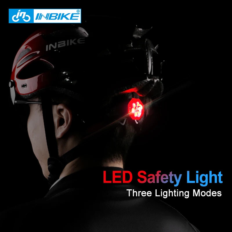 INBIKE Ultralight MTB Bicycle Helmet for Men & Women with Integrated Taillight Safety Hat Adult Cycling Gear Grey Red Blue