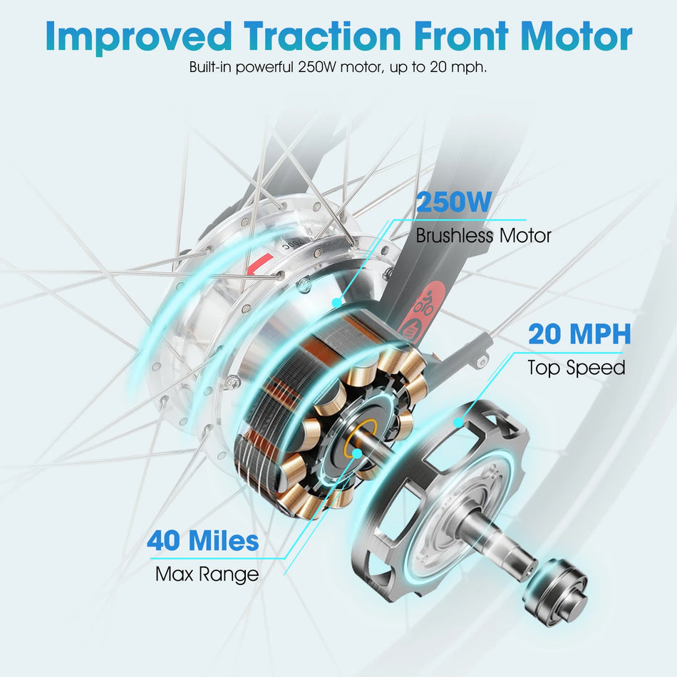HILAND Adult electric road bike, detachable lithium battery, commuting electric bike,36V,7.8AH, 250W Motor,LCD Display, 20 MPH
