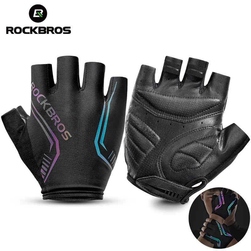 ROCKBROS Fingerless Male Cycling High Reflective Ant-slip Shockproof Gloves