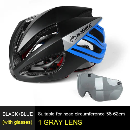 INBIKE Ultralight MTB Bicycle Helmet for Men & Women with Integrated Taillight Safety Hat Adult Cycling Gear Grey Red Blue