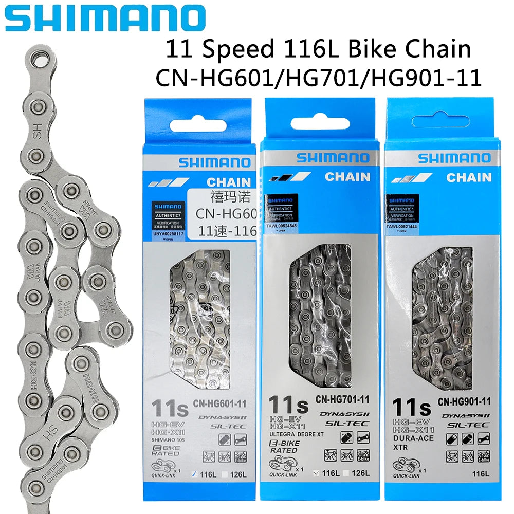 SHIMANO 11-Speed Bicycle Chain for MTB & Road Bike Quick-Link Compatible CN HG601 HG701 HG901 Original Bike Chain 11V 116L