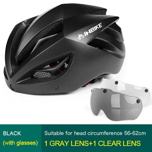 INBIKE Ultralight MTB Bicycle Helmet for Men & Women with Integrated Taillight Safety Hat Adult Cycling Gear Grey Red Blue