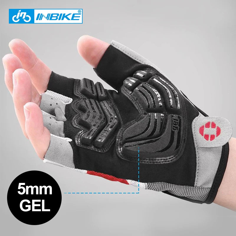 INBIKE Shockproof GEL Pad Half Finger Cycling Gloves Men Women Summer Sport Gym Fitness MTB Bicycle Gloves - Blue Red Black Green Grey