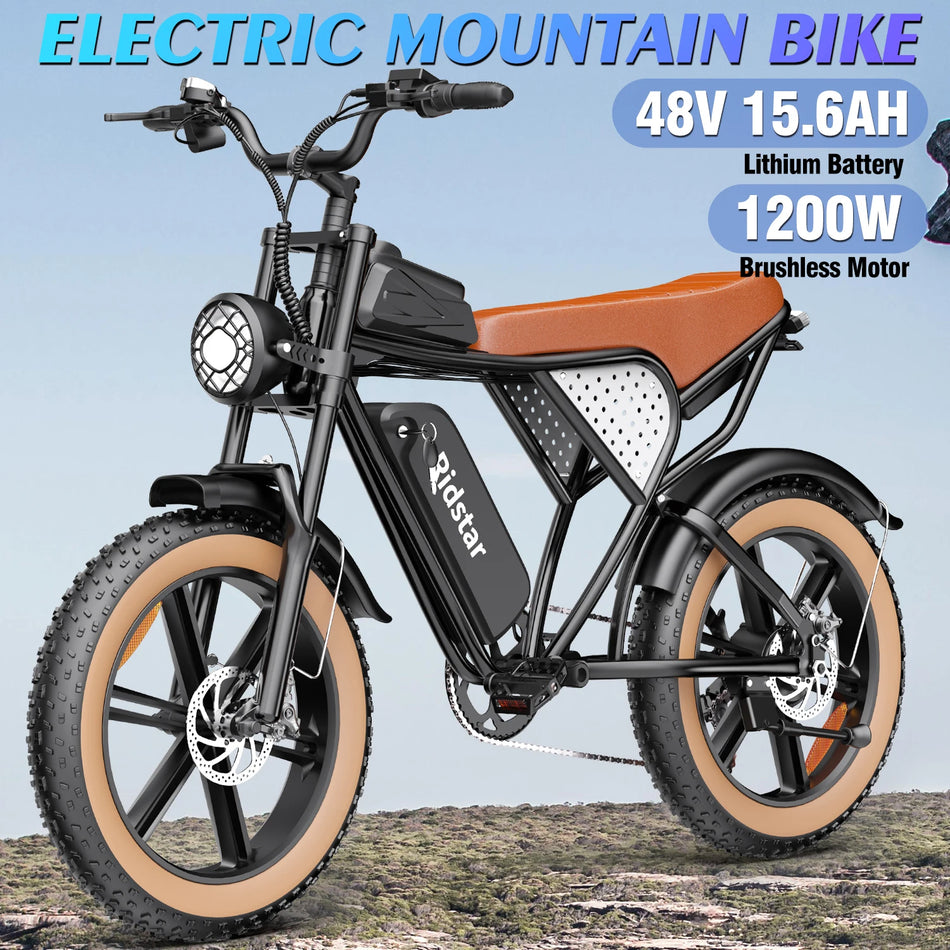 Ridstar Q20Mini-Luxe 1200W 48V 15.6Ah Removable Battery 20'' Fat Tire Electric Bike for Adult