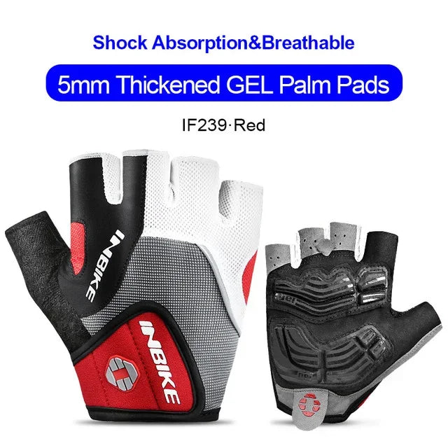 INBIKE Shockproof GEL Pad Half Finger Cycling Gloves Men Women Summer Sport Gym Fitness MTB Bicycle Gloves - Blue Red Black Green Grey