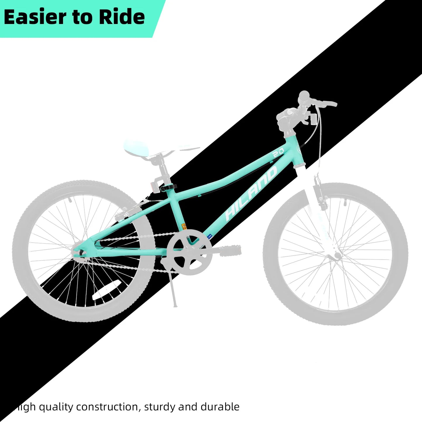 Hiland 20 Inch Kids Mountain Bike for Boys, Girls, Single Speed Kids Bicycles with Dual Handbrakes and Kickstand 