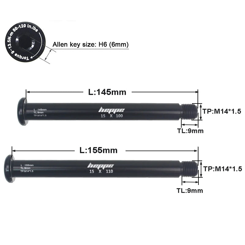 HEPPE Bike Fork Thru Axle MTB Front Fork 15x100 15x110 Boost Thru Axle Ultra light Axle for FOX SC 32 34 36 Series Front Fork
