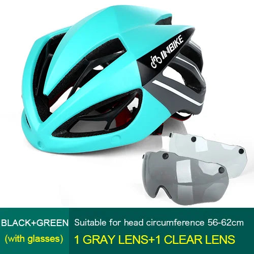 INBIKE Ultralight MTB Bicycle Helmet for Men & Women with Integrated Taillight Safety Hat Adult Cycling Gear Grey Red Blue