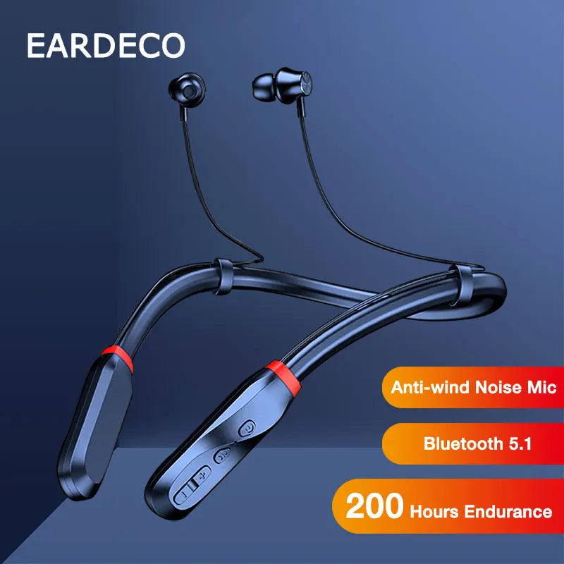 EARDECO Bluetooth Headphones Wireless Neckband Bass Earphones with Mic 200-Hour Playback Waterproof Stereo for Sport And Music