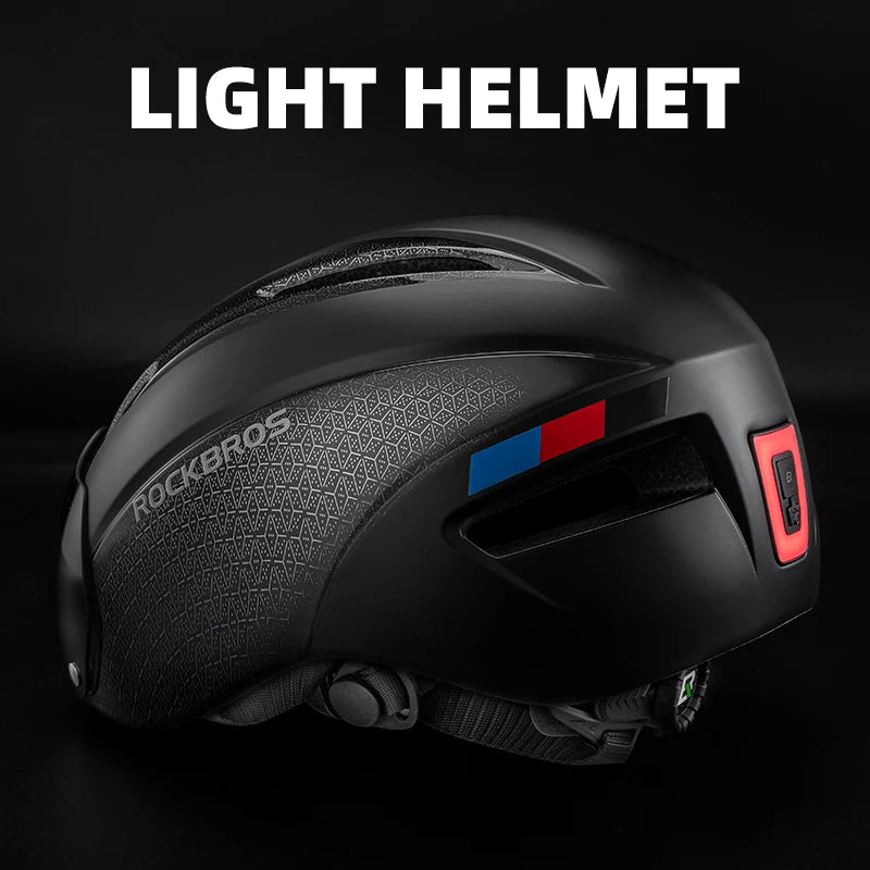 ROCKBROS Men's Rechargeable LED Bicycle Helmet Safe Cycling Cap for Mountain & Road Bike Sports Polyester