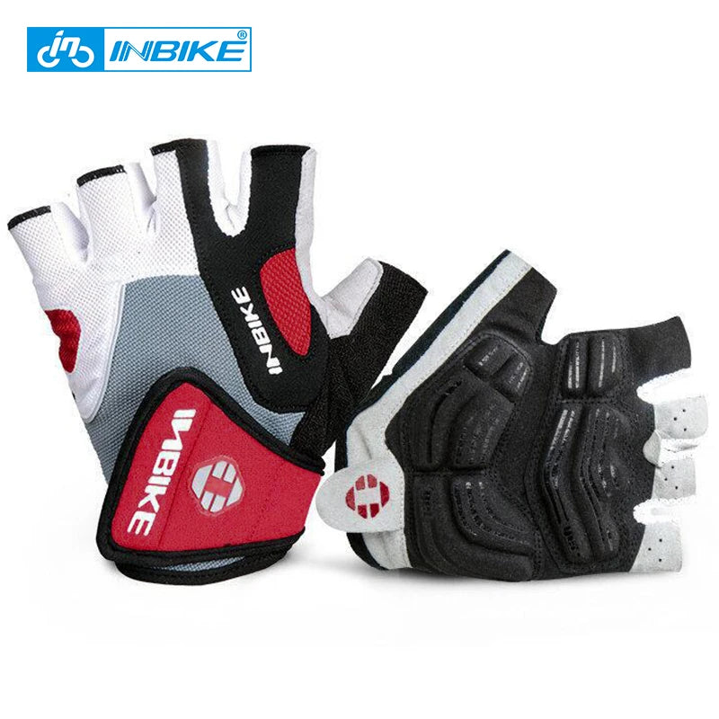 INBIKE Shockproof GEL Pad Half Finger Cycling Gloves Men Women Summer Sport Gym Fitness MTB Bicycle Gloves - Blue Red Black Green Grey