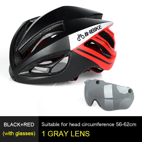 INBIKE Ultralight MTB Bicycle Helmet for Men & Women with Integrated Taillight Safety Hat Adult Cycling Gear Grey Red Blue