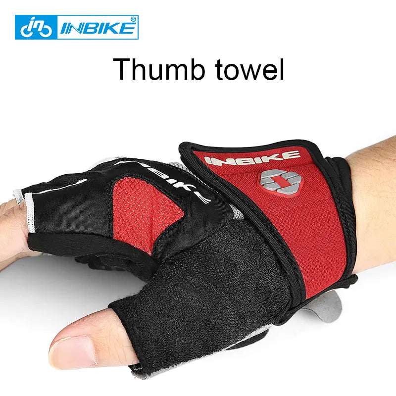 INBIKE Shockproof GEL Pad Half Finger Cycling Gloves Men Women Summer Sport Gym Fitness MTB Bicycle Gloves - Blue Red Black Green Grey