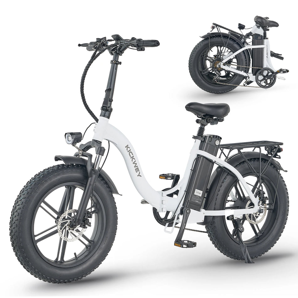 Kickwey L20 Electric Bicycle 1000W Motor 48V Removable Battery Foldable E Bike Adult 20 Inch Fat Tire High-Speed Folding Bike