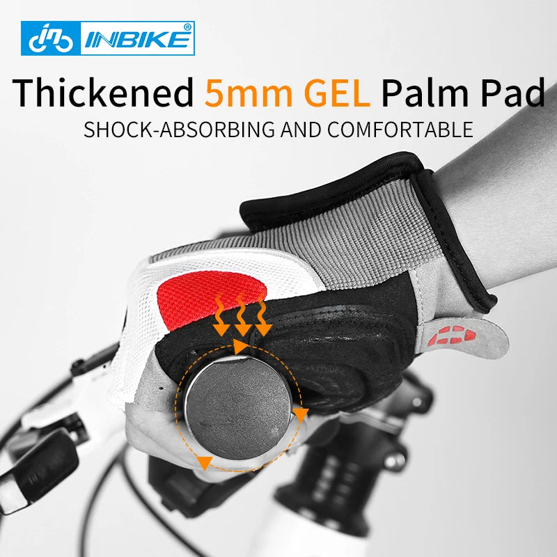 INBIKE Shockproof GEL Pad Half Finger Cycling Gloves Men Women Summer Sport Gym Fitness MTB Bicycle Gloves - Blue Red Black Green Grey