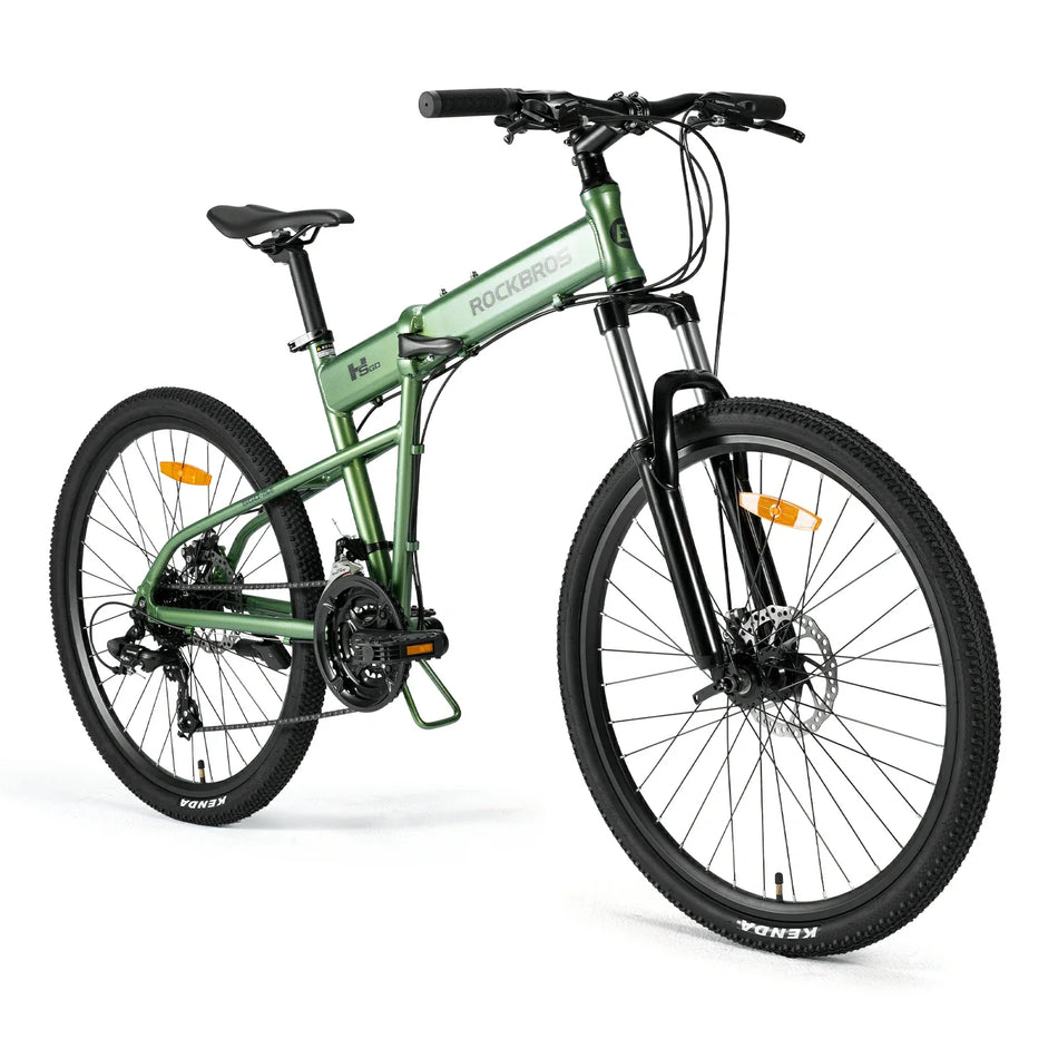 ROCKBROS 26-Inch Folding Mountain Bike – Shimano 24-Speed Aluminum MTB with Suspension Fork