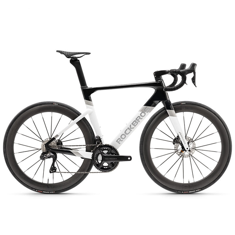 RockBros PGZ Carbon Fiber Road Bike – Black & White Lightweight Racing Bicycle
