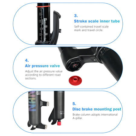 Nanlio X7 PRO 140mm Suspension Fork – Rebound Adjust Remote Lockout - Suspension Forks