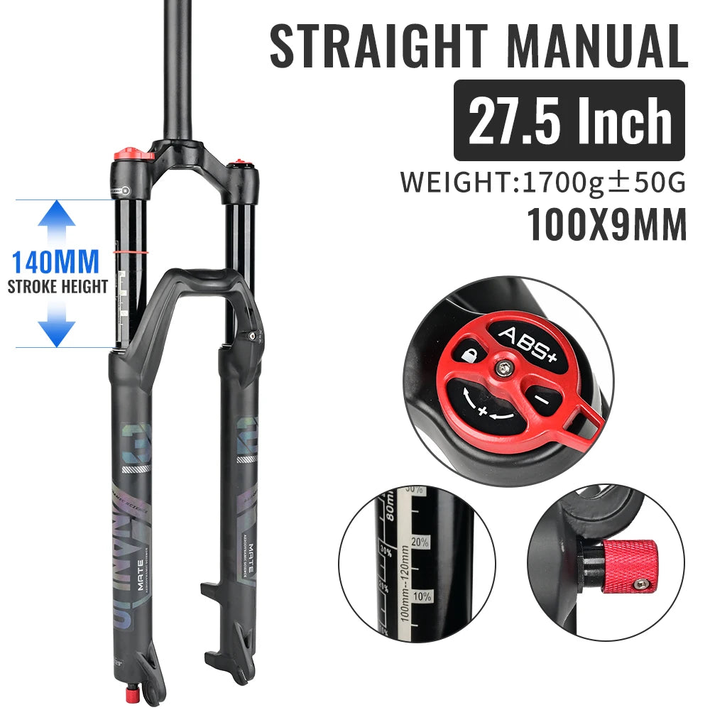 Nanlio X7 PRO 140mm Suspension Fork – Rebound Adjust Remote Lockout - Straight LO 275QR140 - Suspension Forks