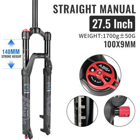 Nanlio X7 PRO 140mm Suspension Fork – Rebound Adjust Remote Lockout - Straight LO 275QR140 - Suspension Forks