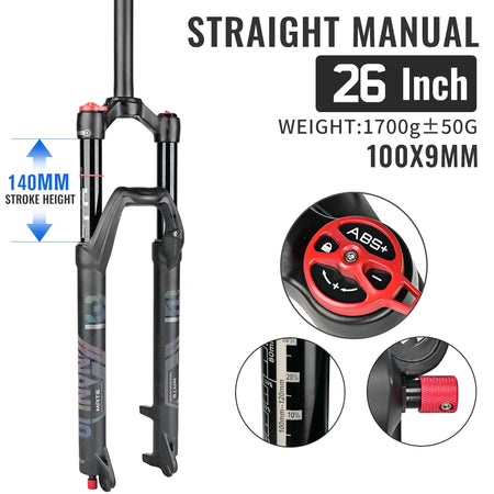 Nanlio X7 PRO 140mm Suspension Fork – Rebound Adjust Remote Lockout - 26Straight LO QR 140 - Suspension Forks