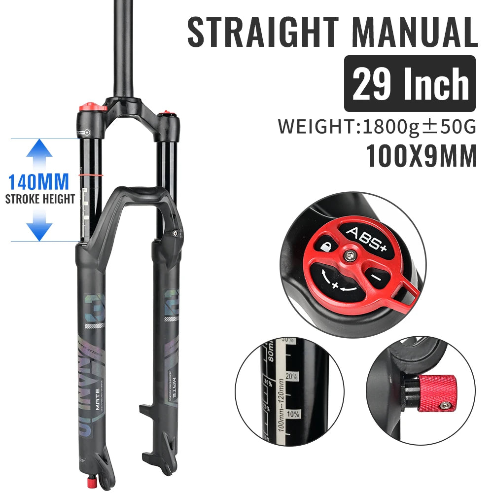 Nanlio X7 PRO 140mm Suspension Fork – Rebound Adjust Remote Lockout - 29Straight LO QR 140 - Suspension Forks