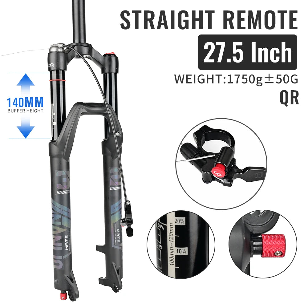 Nanlio X7 PRO 140mm Suspension Fork – Rebound Adjust Remote Lockout - Straight RL 275QR140 - Suspension Forks