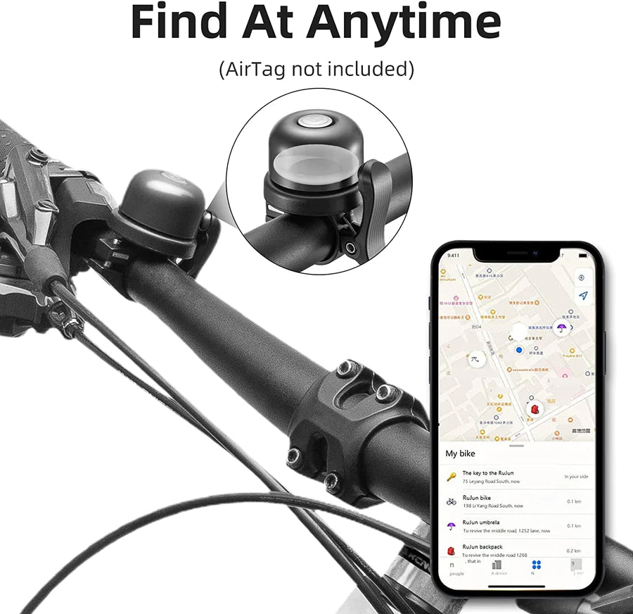 ROCKBROS Bike Bell for Apple AirTag Hidden Bike Mount Bike AirTag