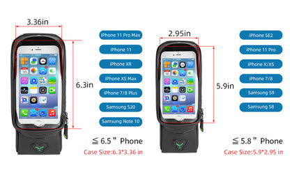 ROCKBROS Bike Phone Mount Bag Waterproof Front Frame Bag under 6.5"