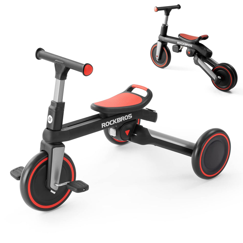 ROCKBROS 3-in-1 Foldable Kids Tricycle & Balance Bike – Adjustable Toddler Bike for Ages 1–5