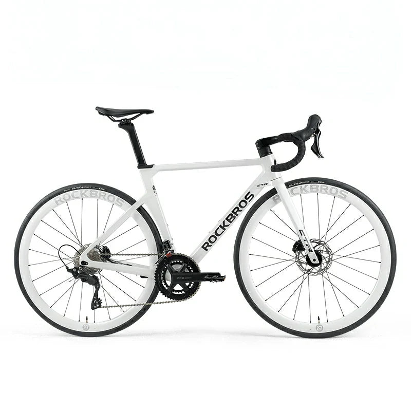 RockBros CTR Carbon Fiber Road Bike – White Lightweight Racing Bicycle