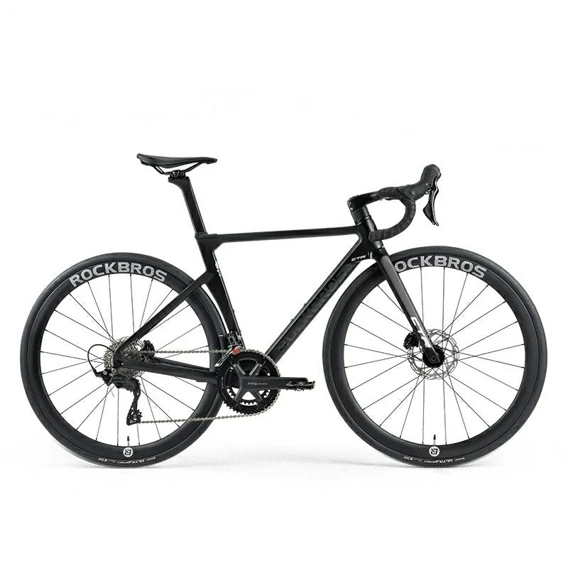 RockBros CTR Carbon Fiber Road Bike – Matte Black Lightweight Racing Bicycle