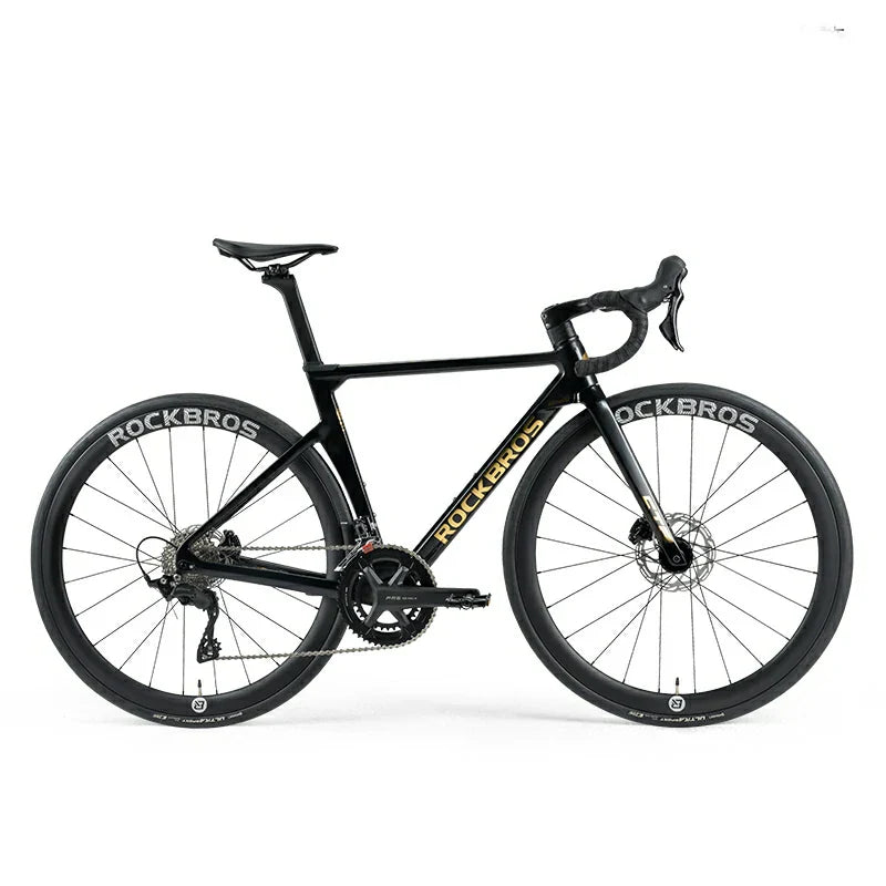 ROCKBROS CTR Carbon Fiber Road Bike – 2×12 Speed Hydraulic Disc – Glossy Black