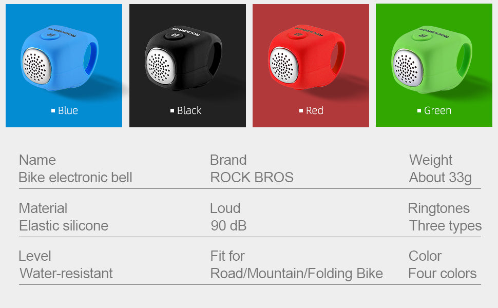 ROCKBROS Electric Bicycle Bells Loud Horn 3 Mode 90DB Rainproof