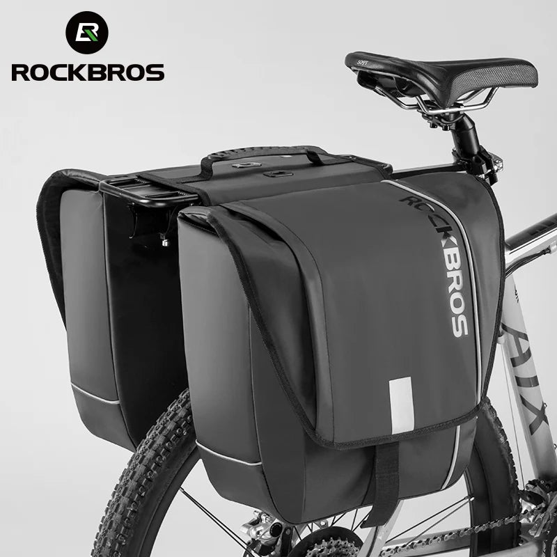 ROCKBROS MTB Rear Rack Double Pannier Bag – Durable Bicycle Trunk & Luggage Travel Bag