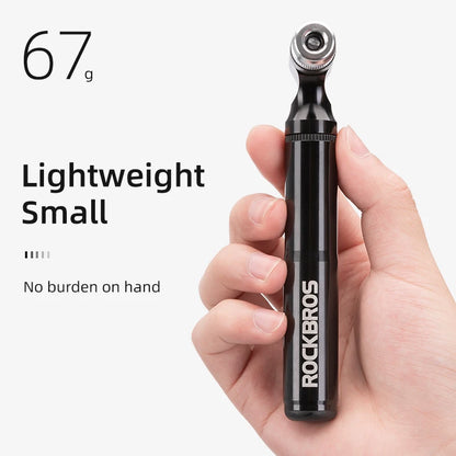 ROCKBROS Mini 130PSI Bicycle Pump Aluminum Alloy Wear-resistant Portable Drop-proof Bike Inflator For AV FV Ultralight Air Pump