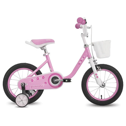 CYCMOTO Girls Bike for 3-9 Years Old Kids,14 16 18 Kids Bike with Training Wheels, Basket and Hand Brake