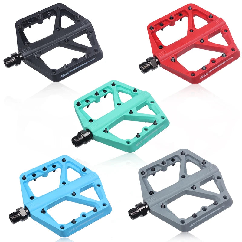 RACEWORK Bicycle Pedals MTB Nylom Pedal Ultralight Seal Bearings Flat Mountain Road Bike BMX Platform Pedal