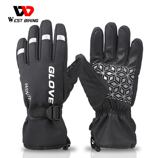 West Biking Men Women Winter Thermal Full Finger Touch Screen Reflective Waterproof / Windproof Warm Cycling Gloves