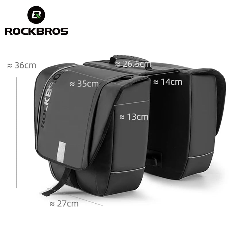 ROCKBROS MTB Rear Rack Double Pannier Bag – Durable Bicycle Trunk & Luggage Travel Bag
