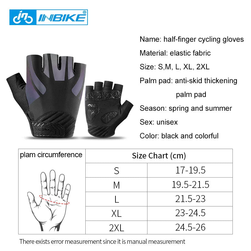 INBIKE Half Finger MTB Cycling Gloves Summer Bicycle Riding Gloves Palm Pad Reflective Men Mountain Road Bike Gloves Accessories