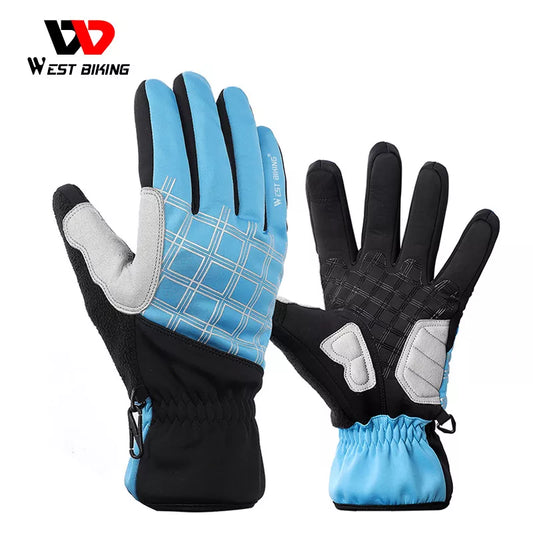 WEST BIKING Thermal Full Finger Winter Cycling Gloves Touch Screen Windproof Warm Outdoor Sports Bicycle Gloves