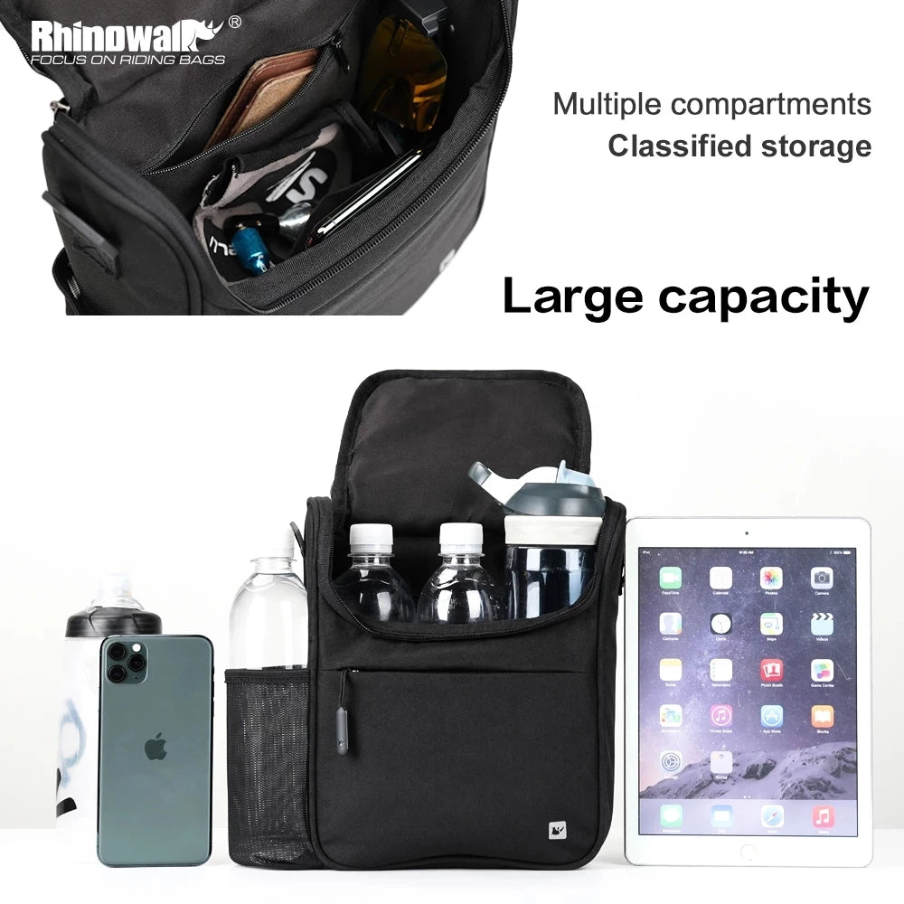 Rhinowalk multifunctional handlebar large capacity folding bag  with water bottle holder  for Mountain Bike/Folding bikes with 2 in 1 waterproof large capacity for brompton bag