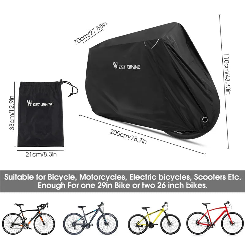 West Biking Bicycle Waterproof Anti-dust Wheels Frame Cover for 1 or 2 Bikes  Accessories