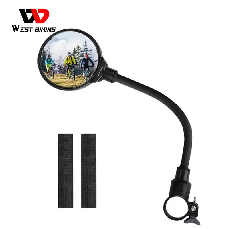 WEST BIKING 1Pcs Bicycle Mirror MTB Road Bike Rearview Handlebar Mirrors Bike Accessories Angle Adjustable Cycling Rear View