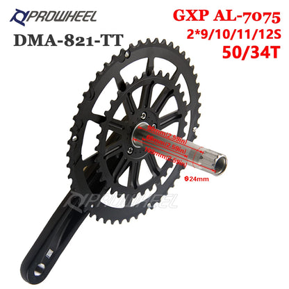 Prowheel DMA-821-TT Road Bike Crankset 9/10/11/12S Double Chainring Crank