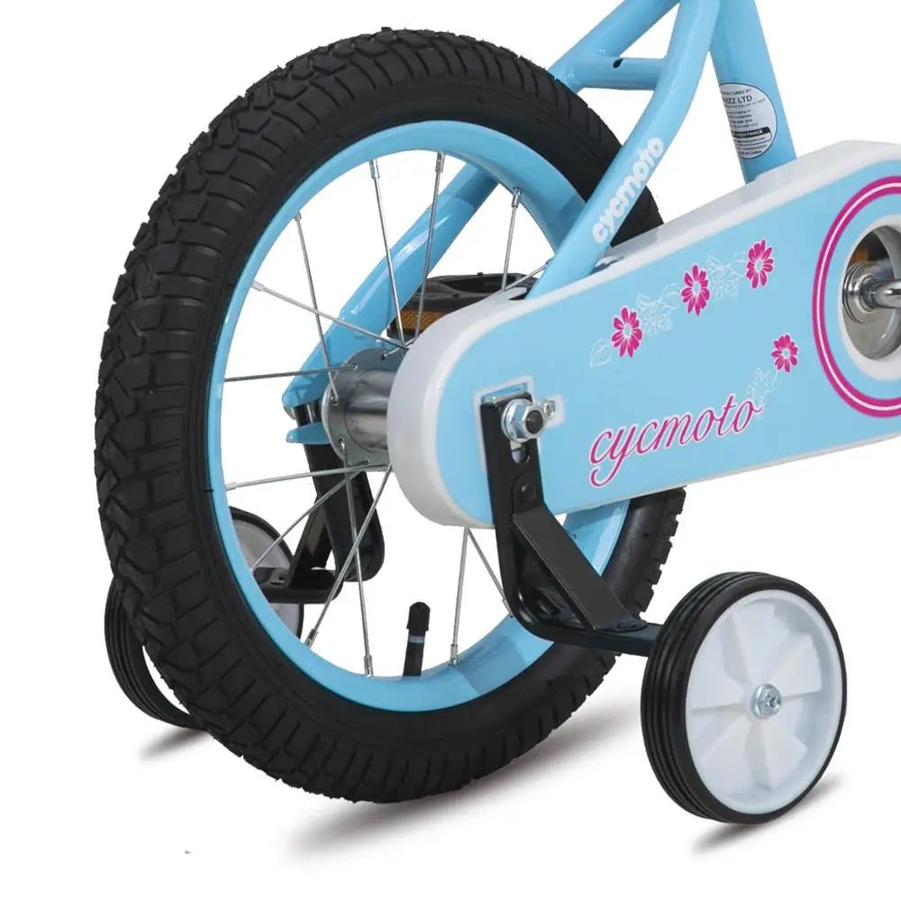 CYCMOTO Girls Bike for 3-9 Years Old Kids,14 16 18 Kids Bike with Training Wheels, Basket and Hand Brake