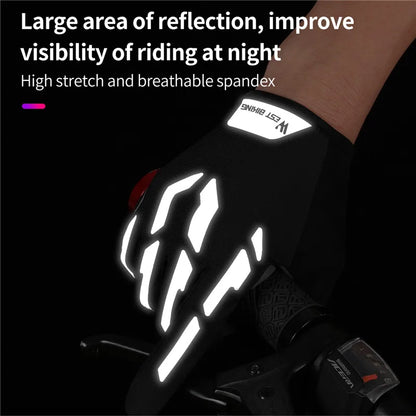 WEST BIKING Reflective Cycling Sports Gloves Touch Screen Breathable Men Women