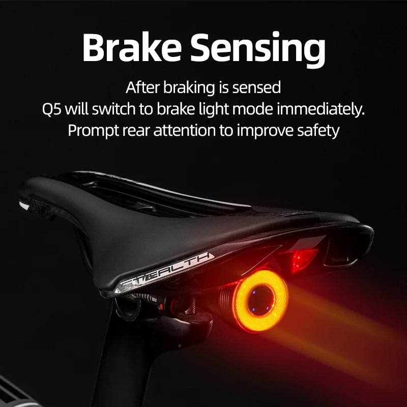 ROCKBROS TL907Q50 Bicycle Smart Auto Brake Sensing Light IPx6 Waterproof LED Charging Cycling Taillight Bike Rear Light Q5