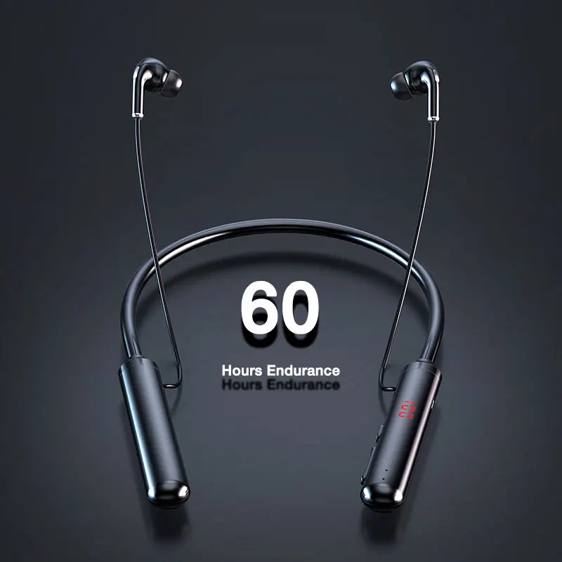 EARDECO Bluetooth Headphones Wireless Neckband Stereo Bass with LED Display TF Card Support And Magnet Feature 60H Endurance